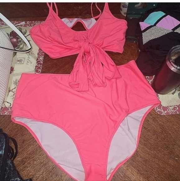 CUPSHE 3X Neon coral bright bikini set - Picture 1 of 2